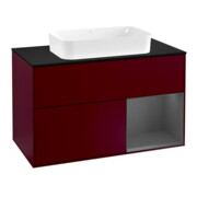 V&B Meuble sous-lavabo Finion 100, bleu, étagère droite anthracite, poignée m