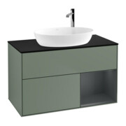 V&B Meuble sous lavabo Finion 100, bleu, étagère médium, huile et laque-1
