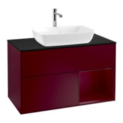 V&B Meuble sous lavabo Finion 100, bleu, laqué, avec tiroir