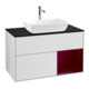 V&B Meuble sous lavabo Finion 100, bleu mat, étagère en bois laqué, blanc laqué-1