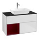 V&B Meuble sous lavabo Finion 100, bleu mat, étagère en peuplier mat laqué, blanc mat laqué-1
