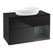 V&B Meuble sous lavabo Finion 100, bleu mat, porte médiane mat laqué, bleu mat laqué