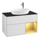 V&B Meuble sous lavabo Finion 100, bleu mat, rangement doré mat laqué, blanc mat laqué-1