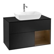 V&B Meuble sous lavabo Finion 100, bleu mat, rangement mural, bleu mat Lac
