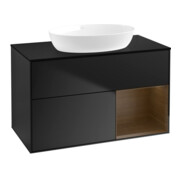 V&B Meuble sous lavabo Finion 100, bleu mat, rangement mural, bleu mat laqué