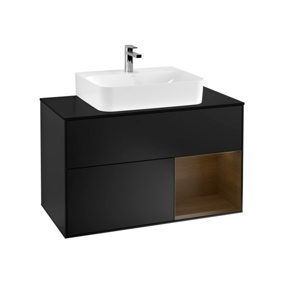 V&B Meuble sous-lavabo Finion 100, bleu mat, tiroir réglable, bleu mat laqué