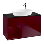 V&B Meuble sous-lavabo Finion 100, bleu, porte à droite, laqué, porte à droite-1