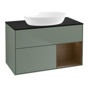 V&B Meuble sous lavabo Finion 100, bleu, rangement mural, huile et laque m.