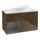 V&B Meuble sous-lavabo Finion 100, éclairage mural, anthracite, laqué, veinage bois-1