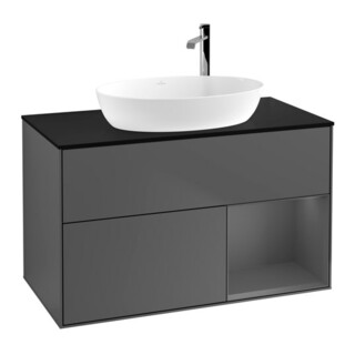 V&B Meuble sous lavabo Finion 100, éclairage mural, anthracite m