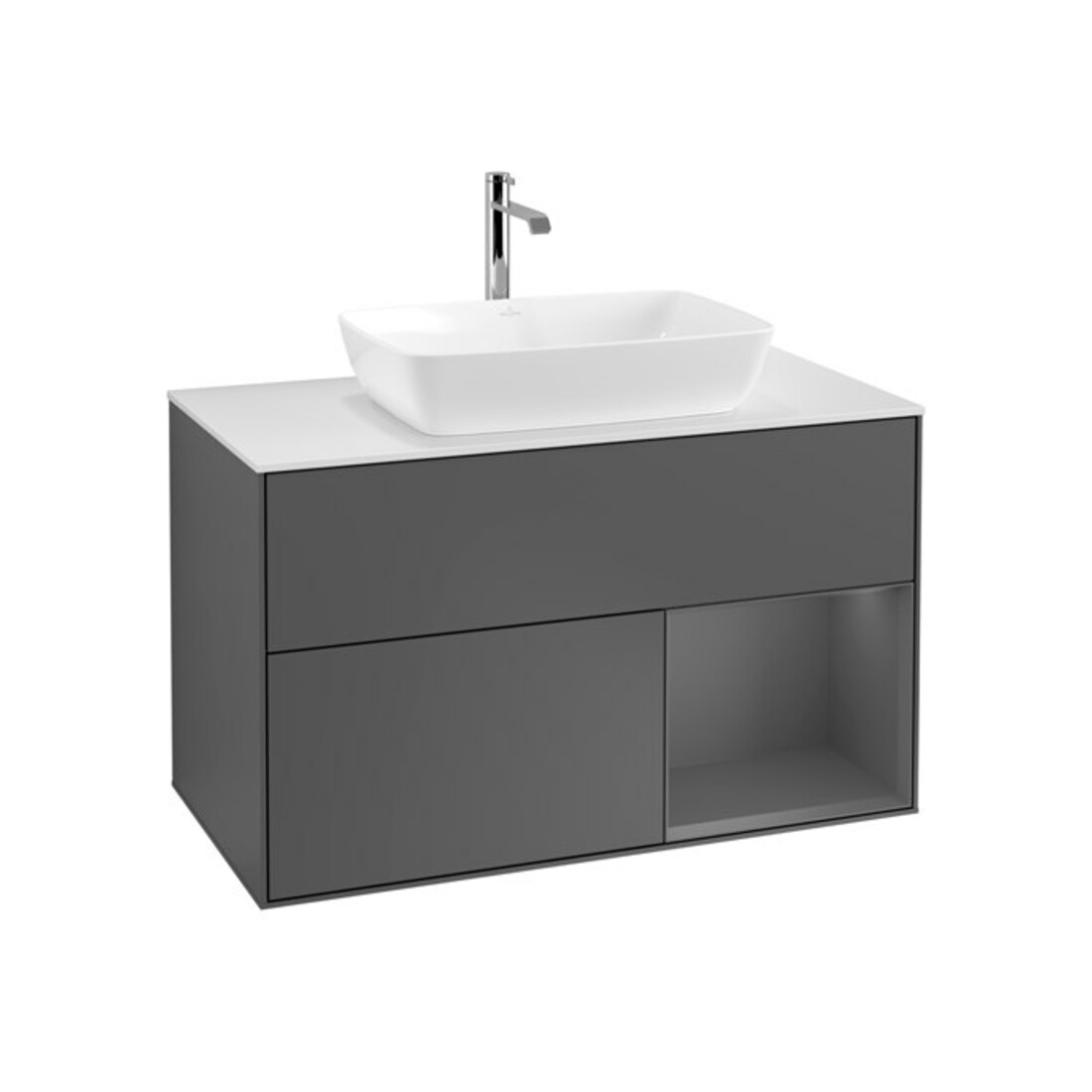 V&B Meuble sous lavabo Finion 100, éclairage mural, anthracite m