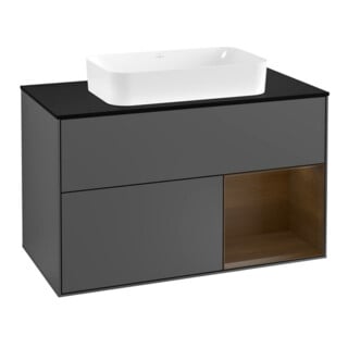 V&B Meuble sous-lavabo Finion 100, éclairage mural, Anthracite m