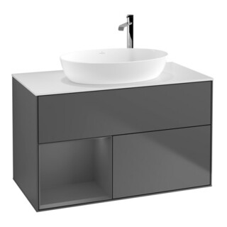 V&B Meuble sous lavabo Finion 100, éclairage mural, anthracite m