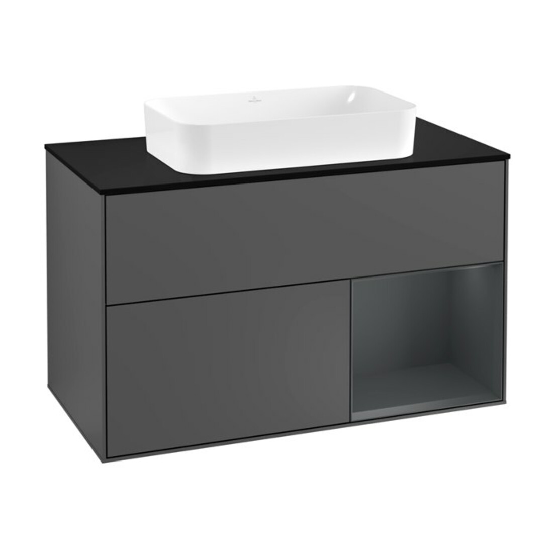 V&B Meuble sous lavabo Finion 100, éclairage mural, anthracite mat
