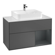 V&B Meuble sous lavabo Finion 100, éclairage mural, anthracite mat
