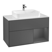 V&B Meuble sous lavabo Finion 100, éclairage mural, anthracite mat
