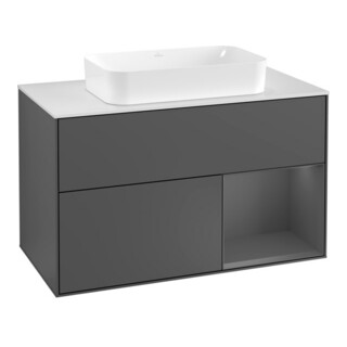 V&B Meuble sous-lavabo Finion 100, éclairage mural, anthracite mat