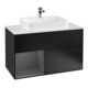 V&B Meuble sous lavabo Finion 100, éclairage mural, anthracite mat, blanc mat, gauche-1