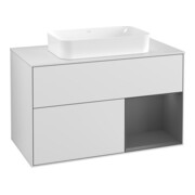 V&B Meuble sous lavabo Finion 100, éclairage mural, anthracite mat, blanc mat laqué-1