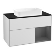 V&B Meuble sous lavabo Finion 100, éclairage mural, anthracite mat, blanc mat, laqué
