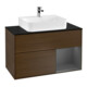 V&B Meuble sous lavabo Finion 100, éclairage mural, anthracite, mat, bois veinée
