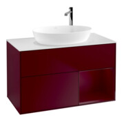 V&B Meuble sous lavabo Finion 100, éclairage mural, blanc, avec rangement Peo m Lac, Peo m