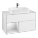 V&B Meuble sous lavabo Finion 100, éclairage mural, blanc brillant lacqué-1
