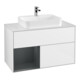 V&B Meuble sous lavabo Finion 100, éclairage mural, blanc brillant, laqué-1