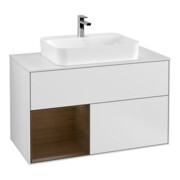 V&B Meuble sous lavabo Finion 100, éclairage mural, blanc, gauche, blanc mat Lac-1