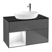 V&B Meuble sous lavabo Finion 100, éclairage mural, blanc laqué, anthracite m