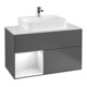 V&B Meuble sous lavabo Finion 100, éclairage mural, blanc laqué, gris laqué-1