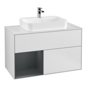 V&B Meuble sous lavabo Finion 100, éclairage mural, blanc laqué, mat