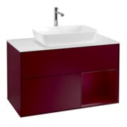 V&B Meuble sous lavabo Finion 100, éclairage mural, blanc mat, avec étagère Peo m Lac, Peo m