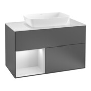 V&B Meuble sous lavabo Finion 100, éclairage mural, blanc mat, laqué, gris mat laqué