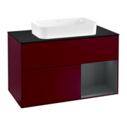 V&B Meuble sous lavabo Finion 100, éclairage mural, blanc mat, laqué, poignée métal