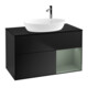 V&B Meuble sous lavabo Finion 100, éclairage mural, bleu mat, étagère huilée mat laqué-1