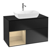 V&B Meuble sous-lavabo Finion 100, éclairage mural, bleu mat, rég. Oa ven, bleu mat Lac