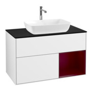 V&B Meuble sous-lavabo Finion 100, éclairage mural, laqué blanc brillant