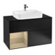 V&B Meuble sous lavabo Finion 100, éclairage mural, placage bleu mat, étagère gauche, bleu mat laqué-1