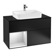 V&B Meuble sous lavabo Finion 100, Pl b m, côté gauche, blanc mat Lac, bleu mat Lac