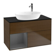 V&B Meuble sous-lavabo Finion 100, Pl b m, Étag. anthracite m Lac, noyer vein.