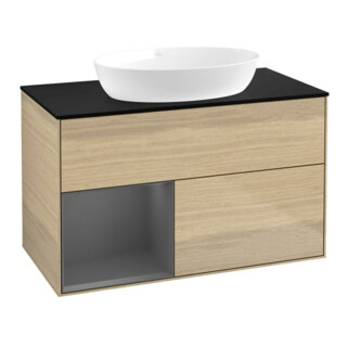 V&B Meuble sous lavabo Finion 100, Pl b m, Étagère anthracite mat laqué, Oa ven