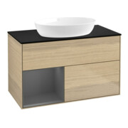 V&B Meuble sous lavabo Finion 100, Pl b m, Étagère anthracite mat laqué, Oa ven