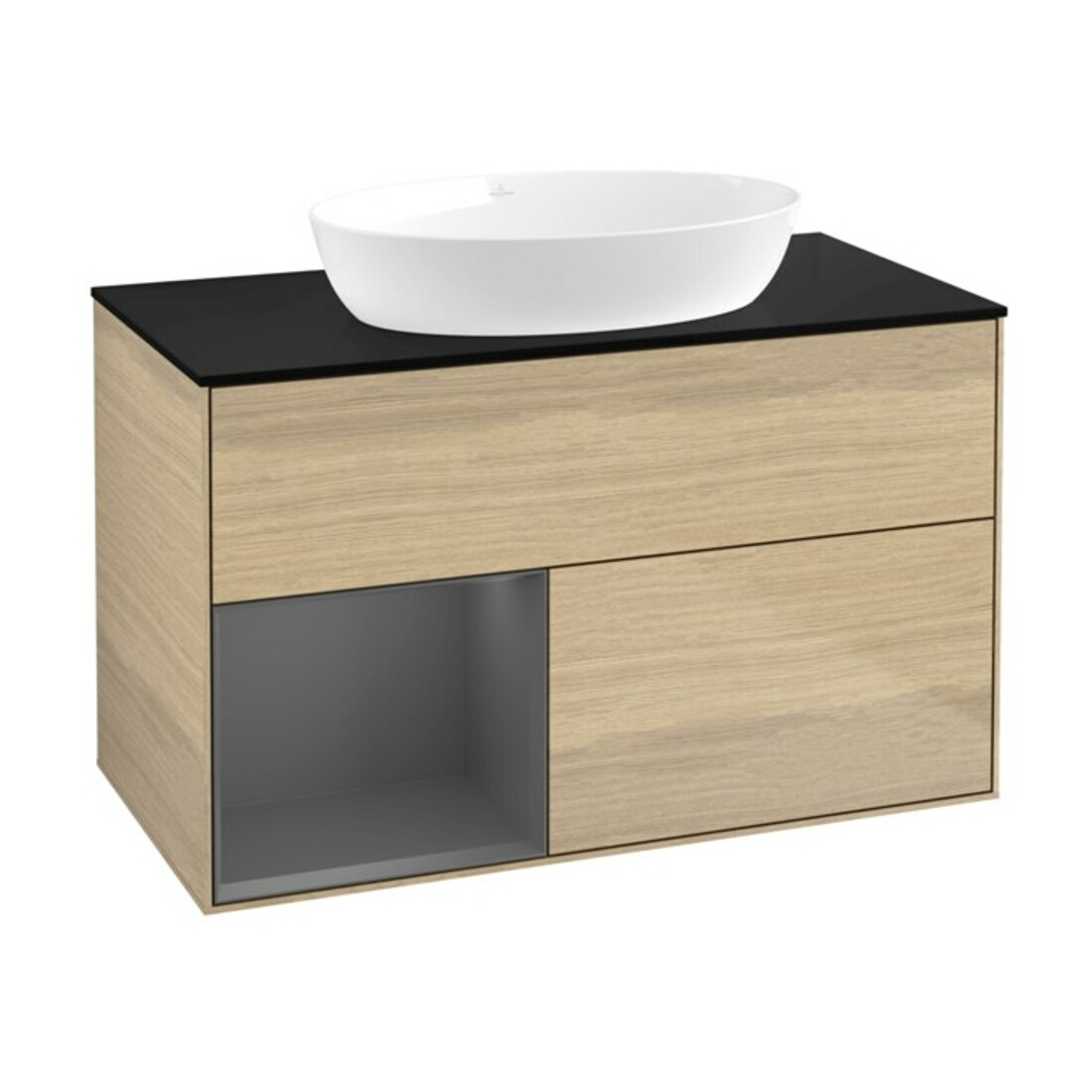 V&B Meuble sous lavabo Finion 100, Pl b m, Étagère anthracite mat laqué, Oa ven