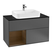 V&B Meuble sous lavabo Finion 100, Pl b m, Étagère gauche, Anthracite m-1