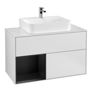 V&B Meuble sous lavabo Finion 100, Pl b m, Étagère gauche bleu m Lac, blanc m Lac