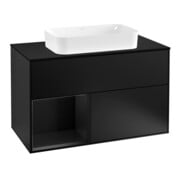 V&B Meuble sous lavabo Finion 100, Pl b m, Étagère gauche, bleu mat Lac, bleu mat Lac