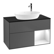 V&B Meuble sous-lavabo Finion 100, Pl b m, Reg glo blc laqué, Anthracite m