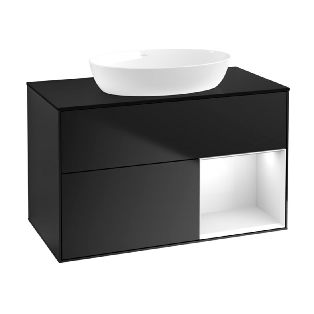 V&B Meuble sous lavabo Finion 100, Pl b m, Rég glo wh. Lac, bla m Lac