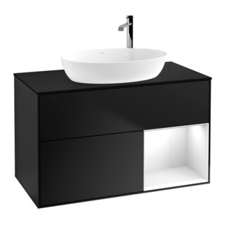 V&B Meuble sous-lavabo Finion 100, Pl b m, Reg glo wh. Lac, bla m Lac